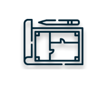 Icon für Entwurfs- und Ausführungsplanung im Ingenieurbau.